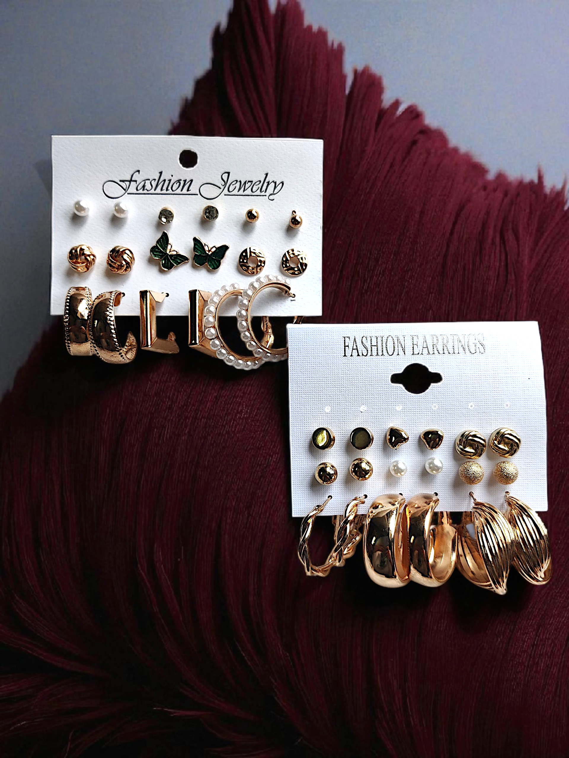 18-Pair Gold &amp; Pearl Mix Stud and Hoop Earring Set