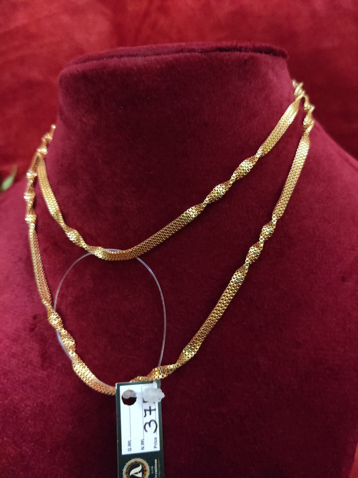 Ashi Twisted Mesh Chain Set – Gold Tone