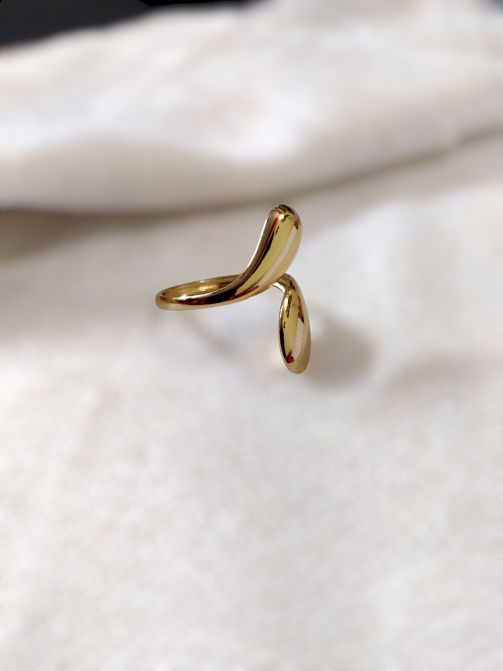 Ashi Double Teardrop Ring – Anti-Tarnish Elegance