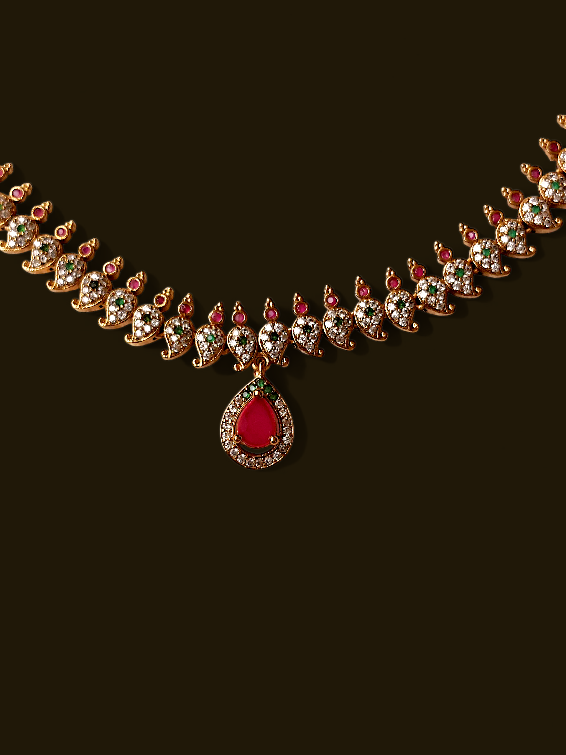 Ashi Ruby Drop Necklace Set