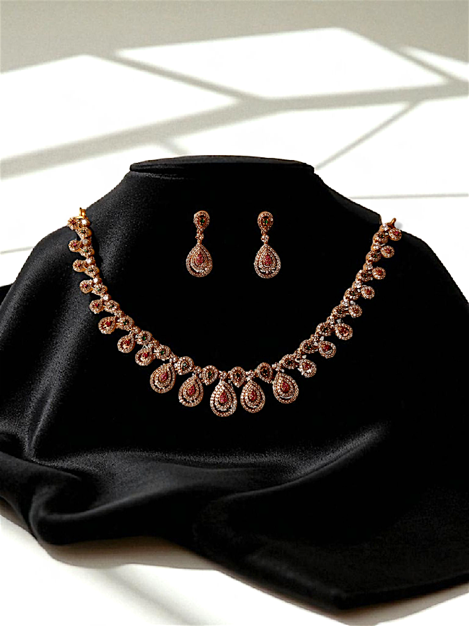 Ashi Ruby Drop Necklace Set
