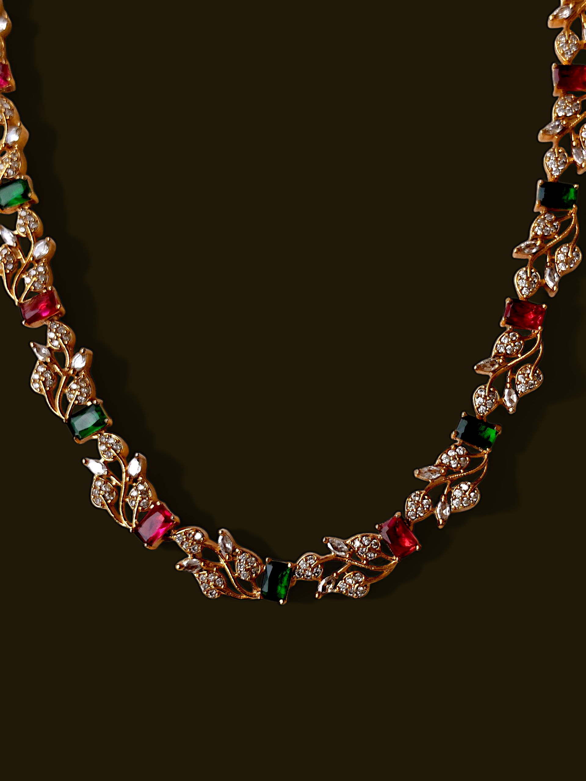 Ashi Meher Leaf Stone Necklace Set