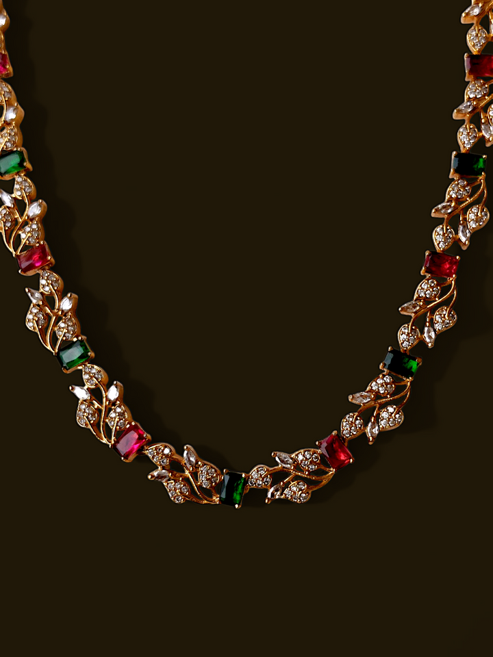 Ashi Meher Leaf Stone Necklace Set