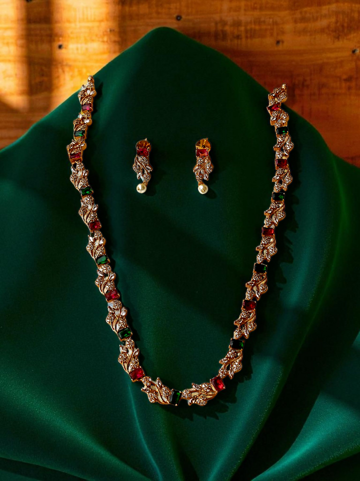 Ashi Meher Leaf Stone Necklace Set