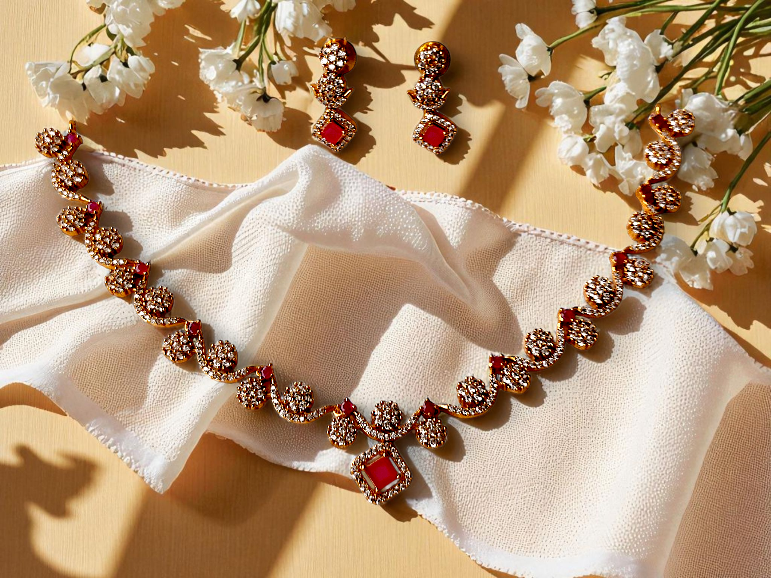 Ashi Ruby Glow Necklace Set