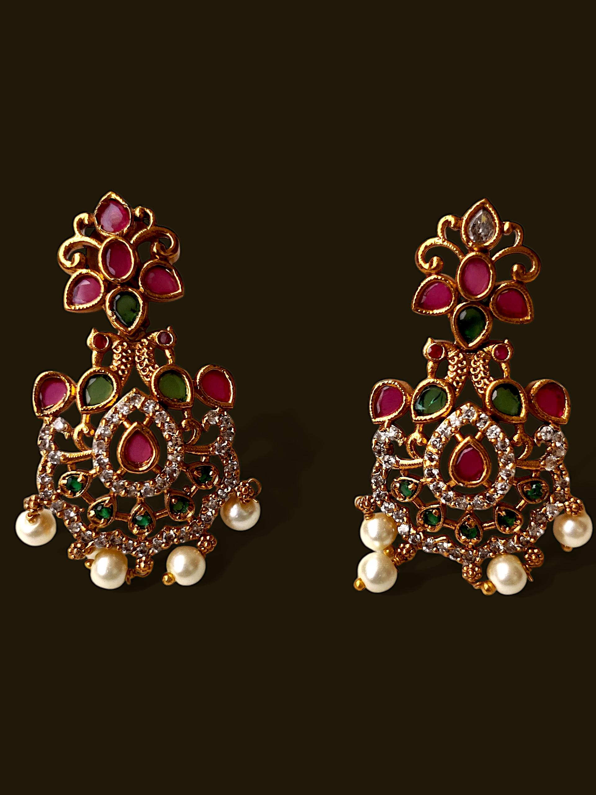 Traditional Ruby & Pearl Necklace Set