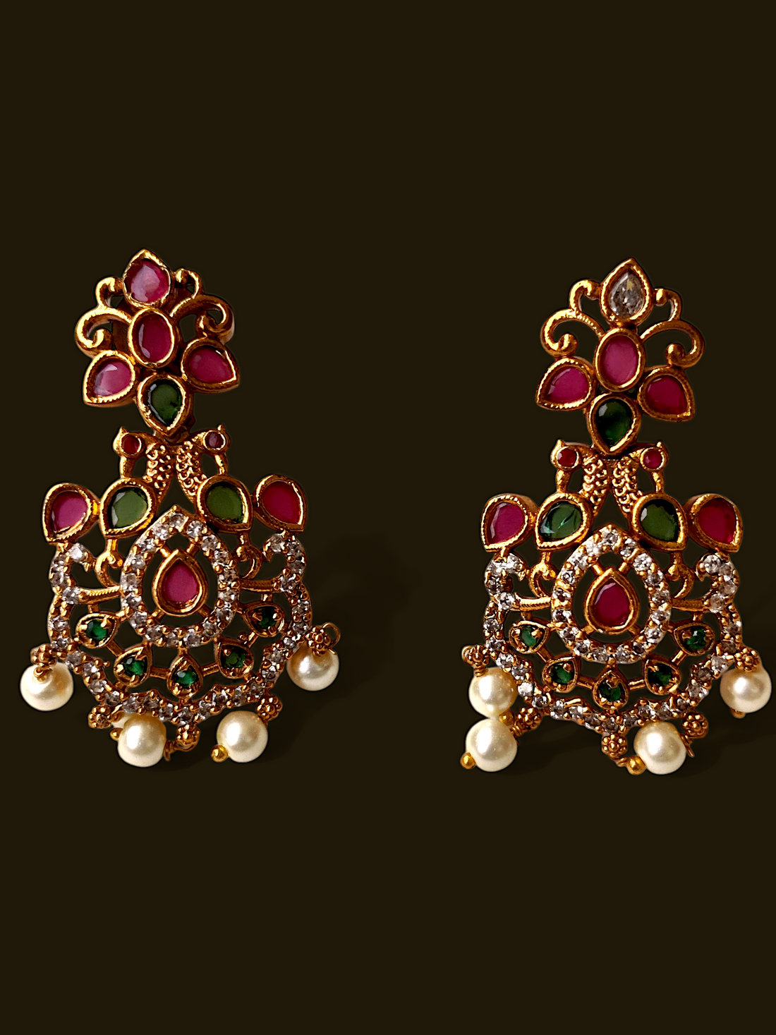 Traditional Ruby & Pearl Necklace Set