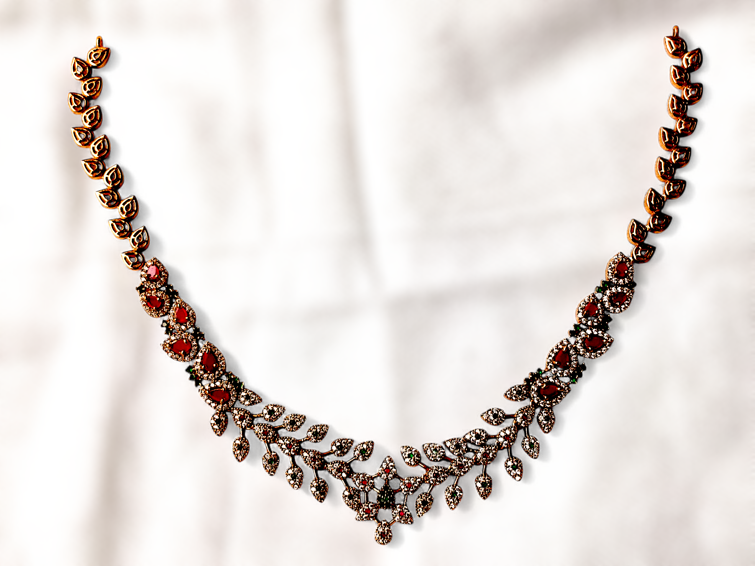 Ashi Creations: Ruby Leaf Necklace Set