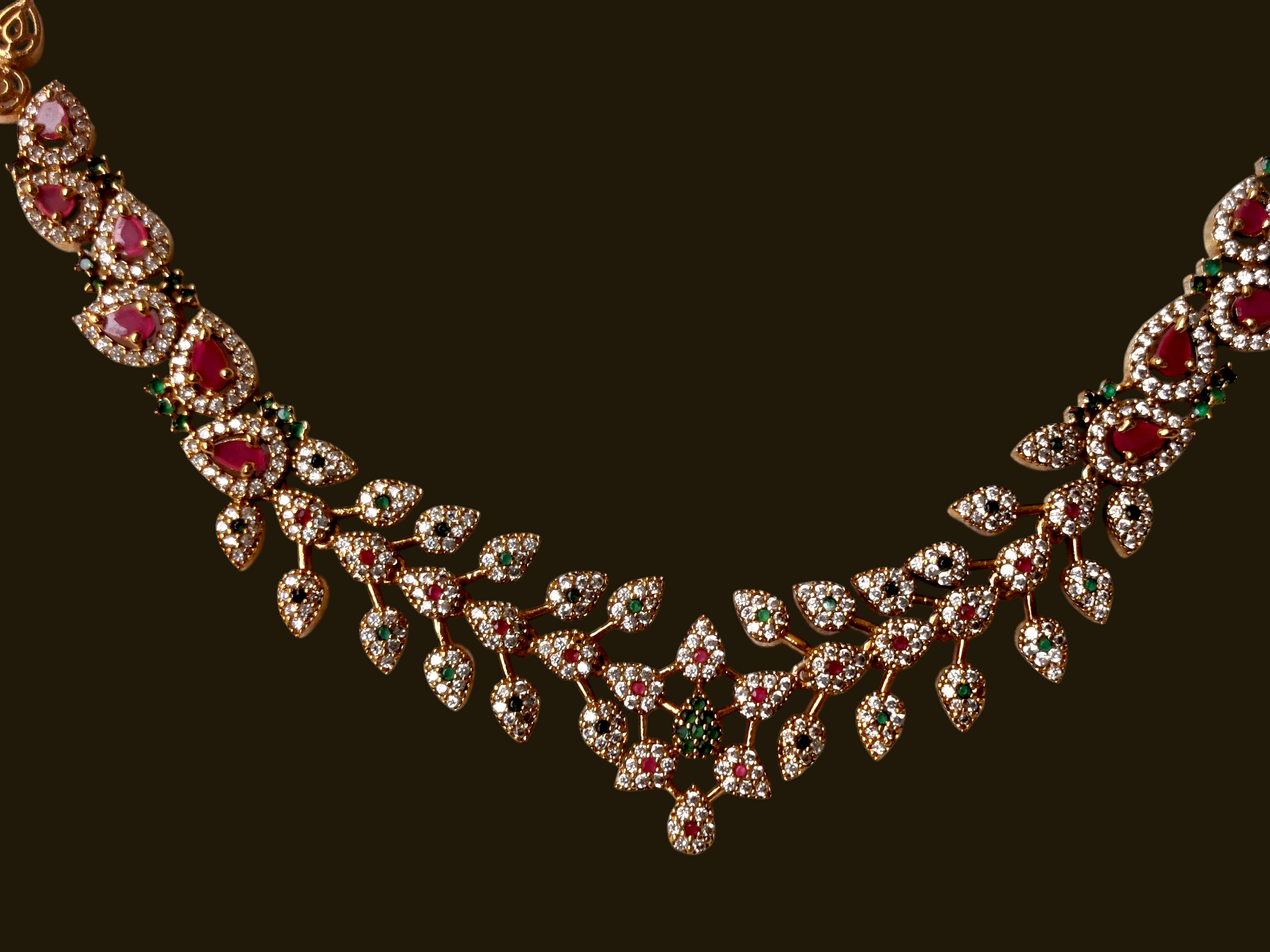 Ashi Creations: Ruby Leaf Necklace Set