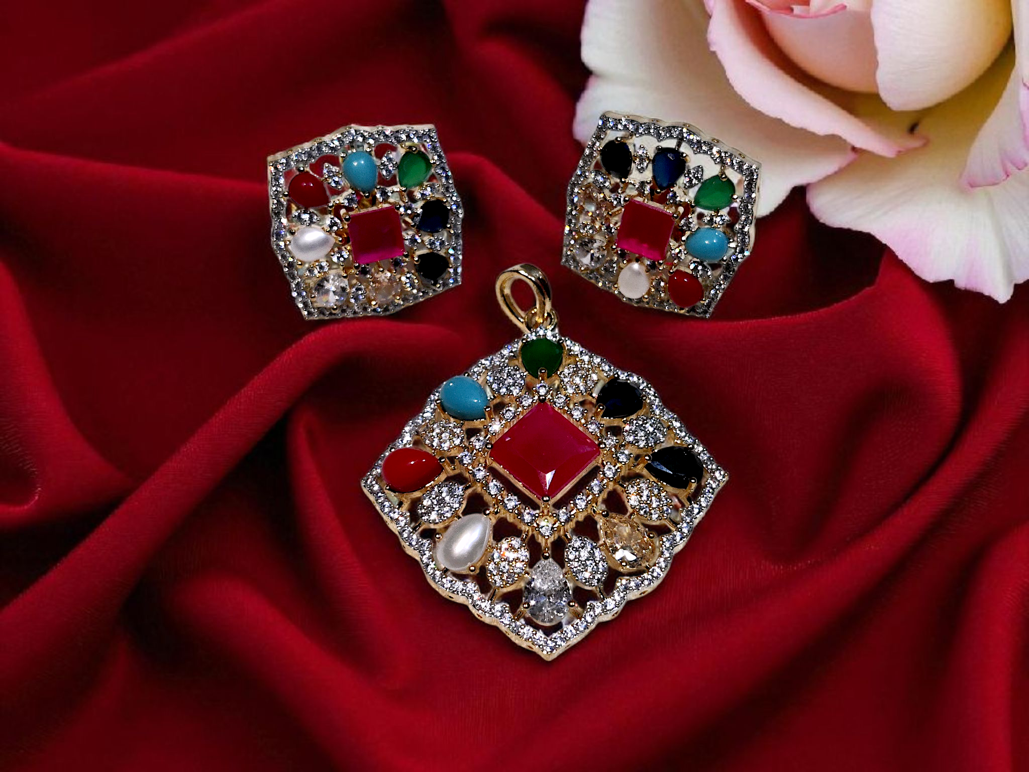 Ashi Navratan Shringar Earrings