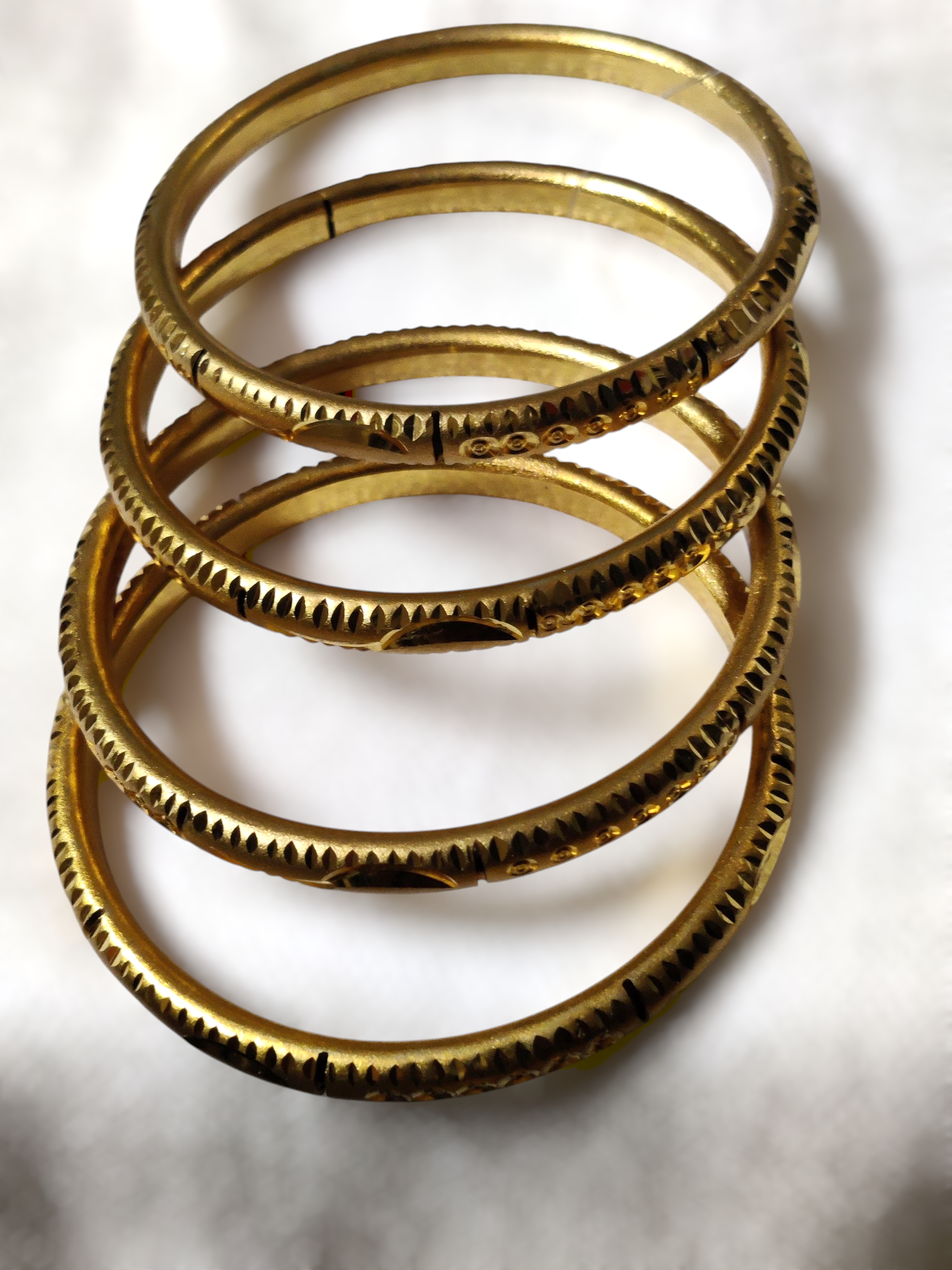 Ashi Etched Gold-Tone Bangles – Set of 4 (Anti-Tarnish)