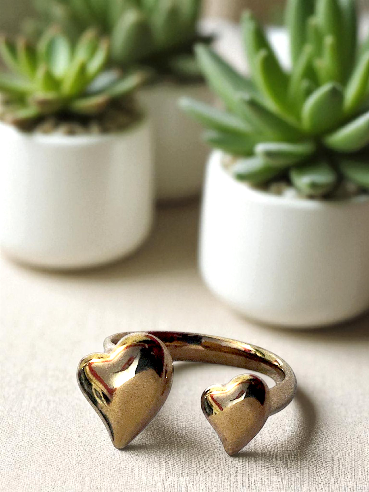 Ashi TwinHeart Anti-Tarnish Ring