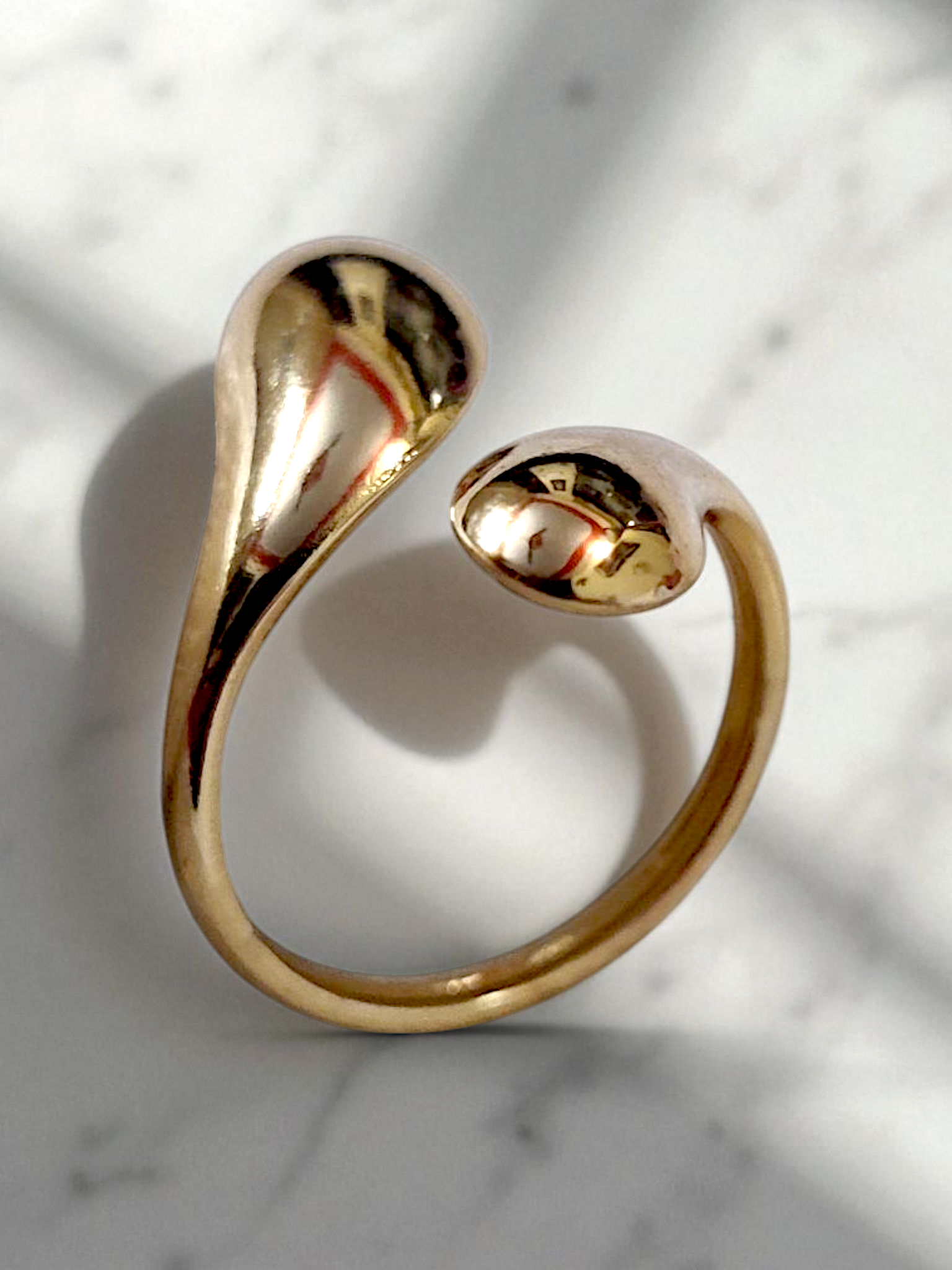 Ashi Double Teardrop Ring – Anti-Tarnish Elegance