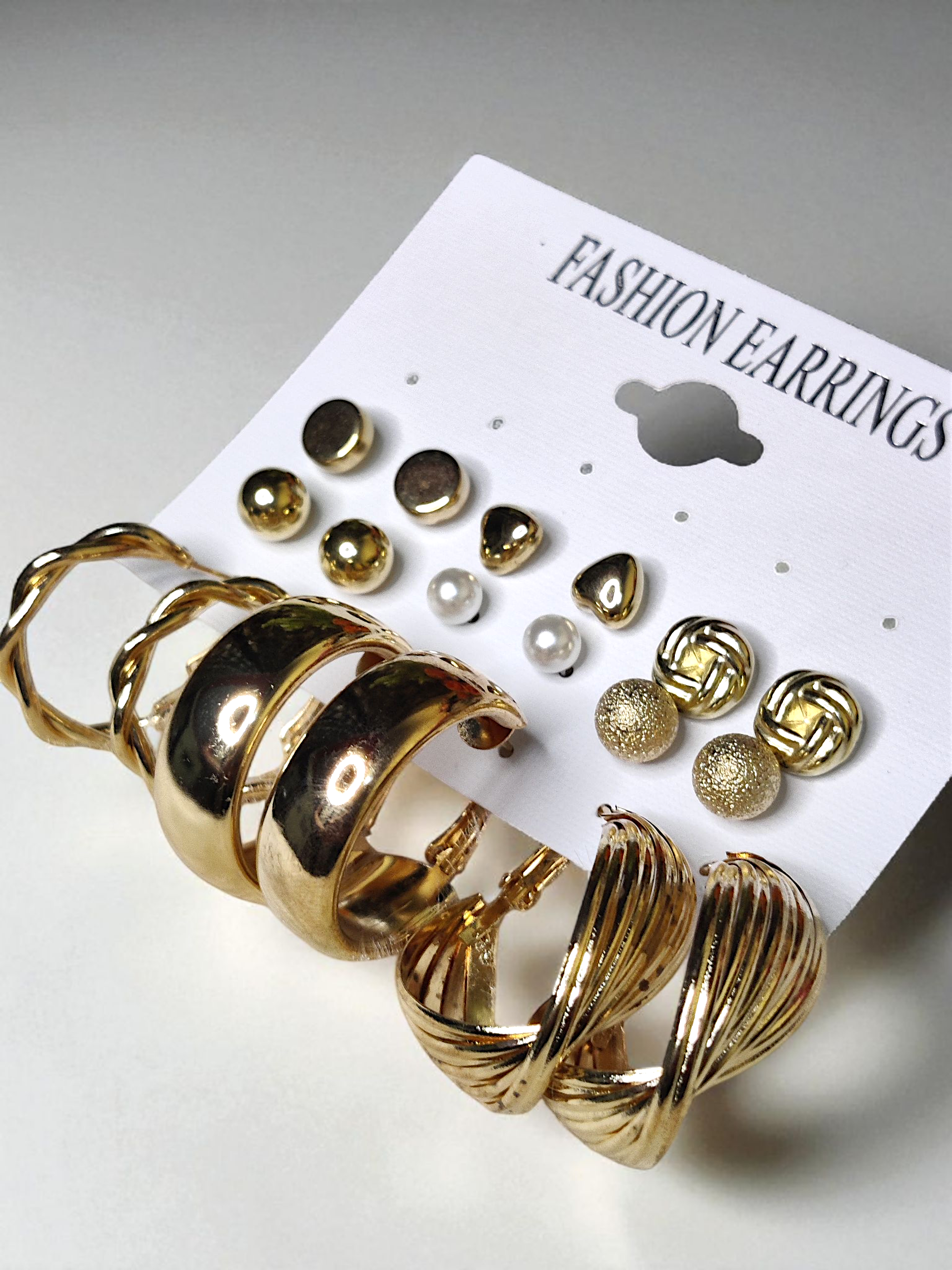18-Pair Gold &amp; Pearl Mix Stud and Hoop Earring Set