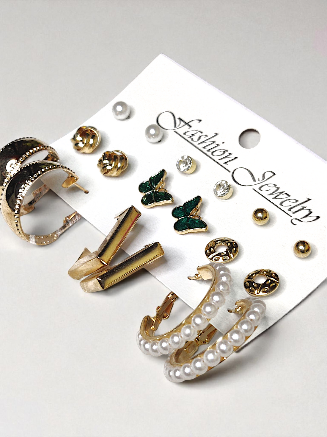 18-Pair Gold &amp; Pearl Mix Stud and Hoop Earring Set