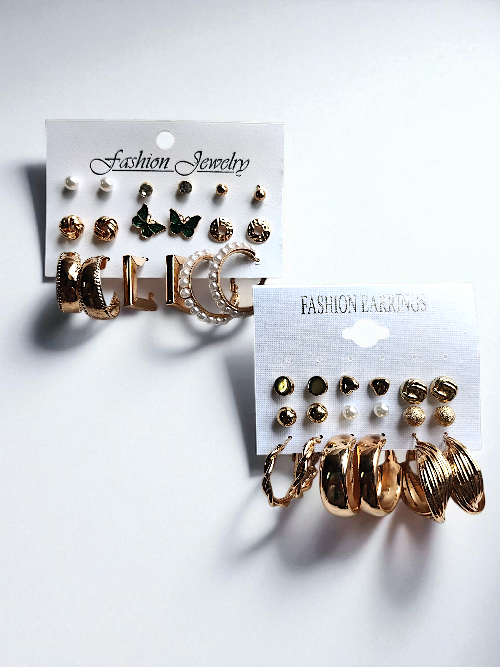 18-Pair Gold &amp; Pearl Mix Stud and Hoop Earring Set