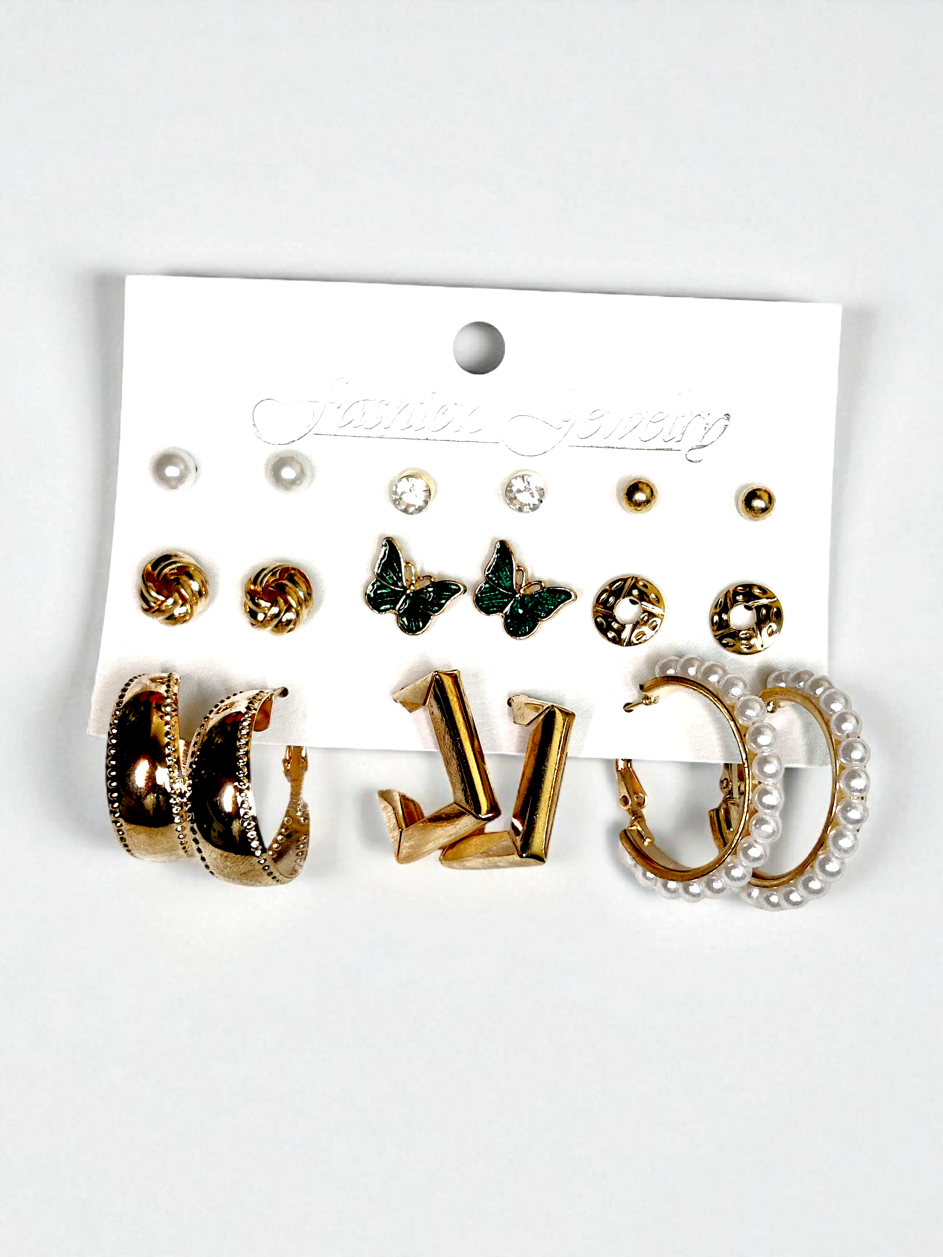 18-Pair Gold &amp; Pearl Mix Stud and Hoop Earring Set